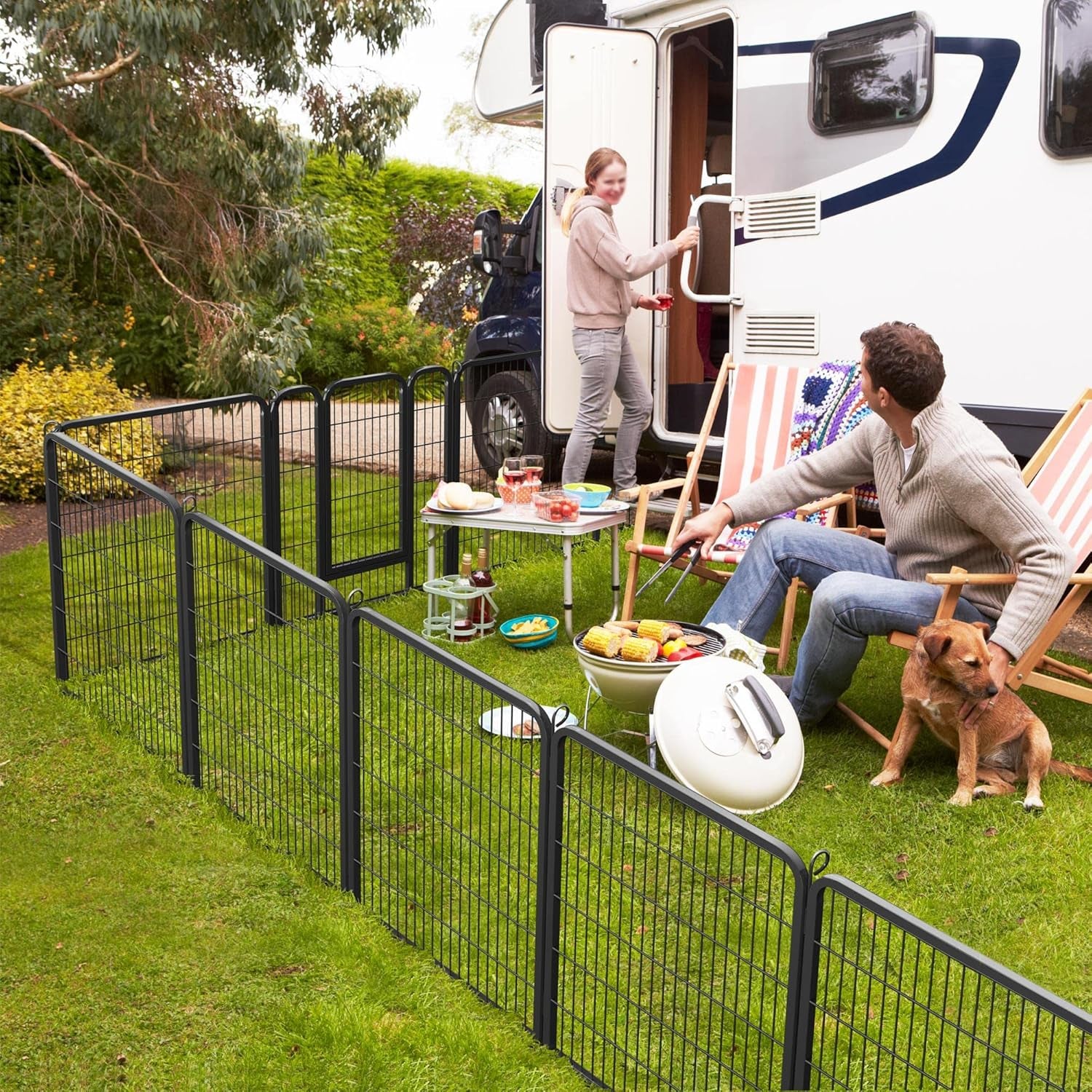 8-Panel 40-Inch High Dog Playpen with Gate - Portable Indoor/Outdoor Enclosure for Medium to Large Breeds