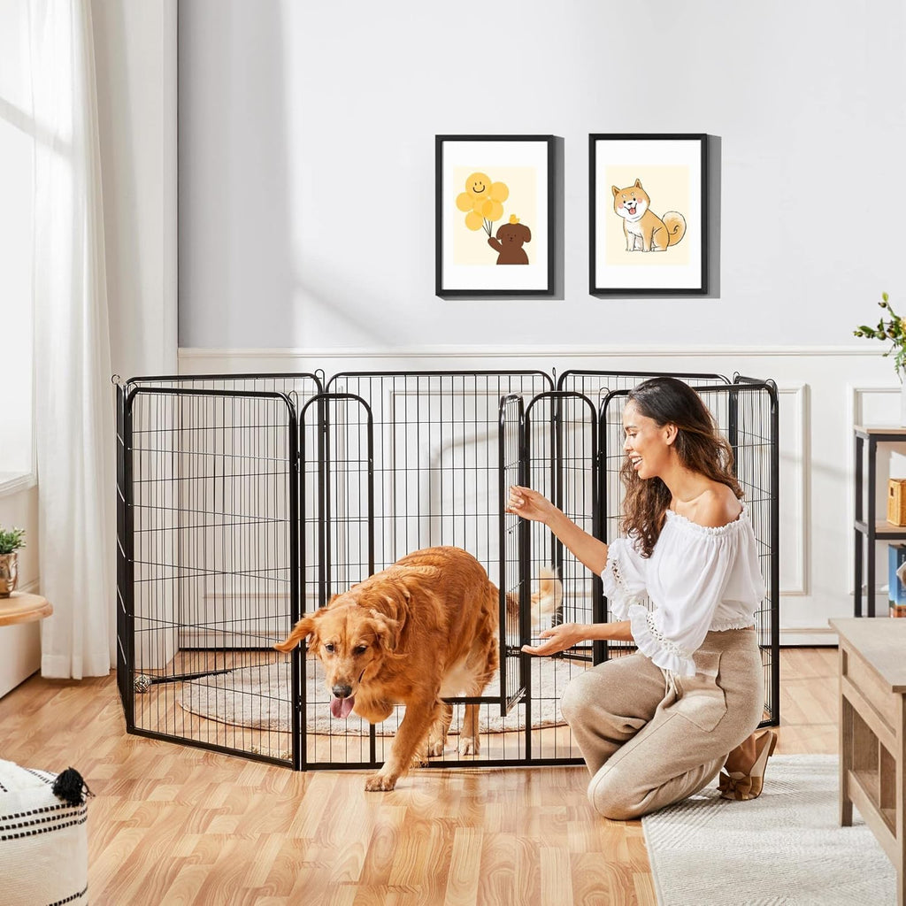 8-Panel 40-Inch High Dog Playpen with Gate - Portable Indoor/Outdoor Enclosure for Medium to Large Breeds