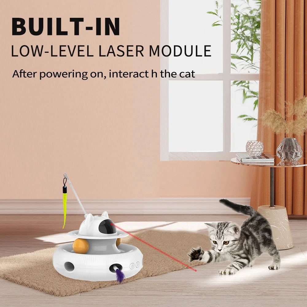USB Rechargeable Extendable Laser Feather Cat Teaser Wand - White