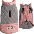 Reversible Waterproof Dog Coats for Small Breeds - Warm Winter Jacket in Pink and Grey, Size M
