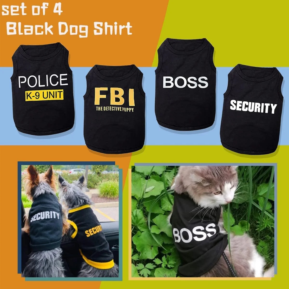4-Pack Small Dog T-Shirts for Puppies, Unisex Pet Apparel