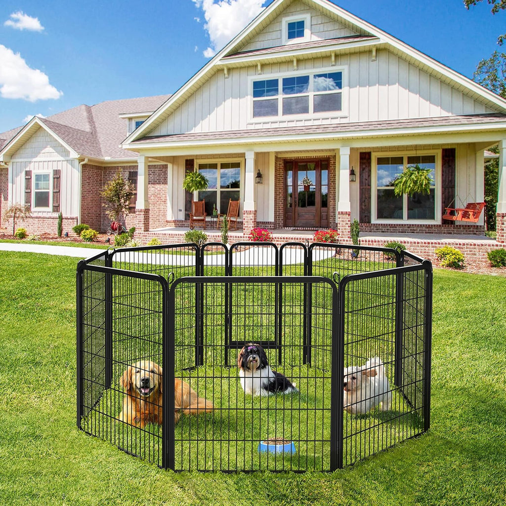 8-Panel 40-Inch High Dog Playpen with Gate - Portable Indoor/Outdoor Enclosure for Medium to Large Breeds