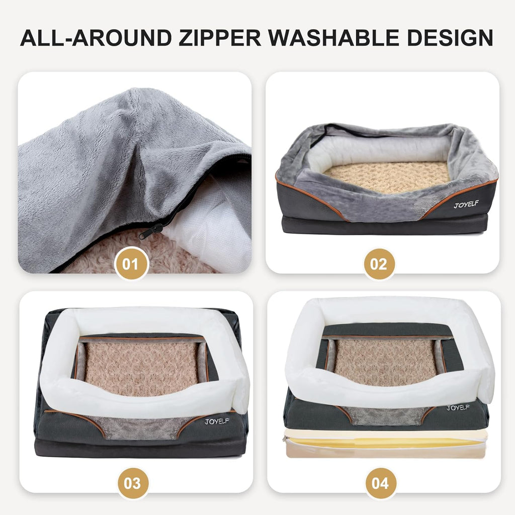 Premium Orthopedic Large Memory Foam Dog Bed with Removable Washable Cover and Complimentary Squeaker Toy