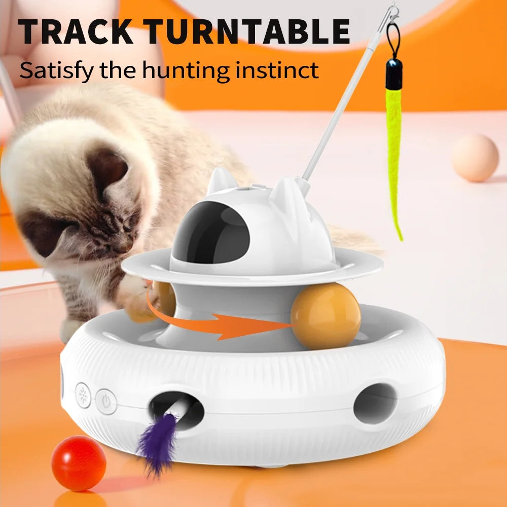 USB Rechargeable Extendable Laser Feather Cat Teaser Wand - White