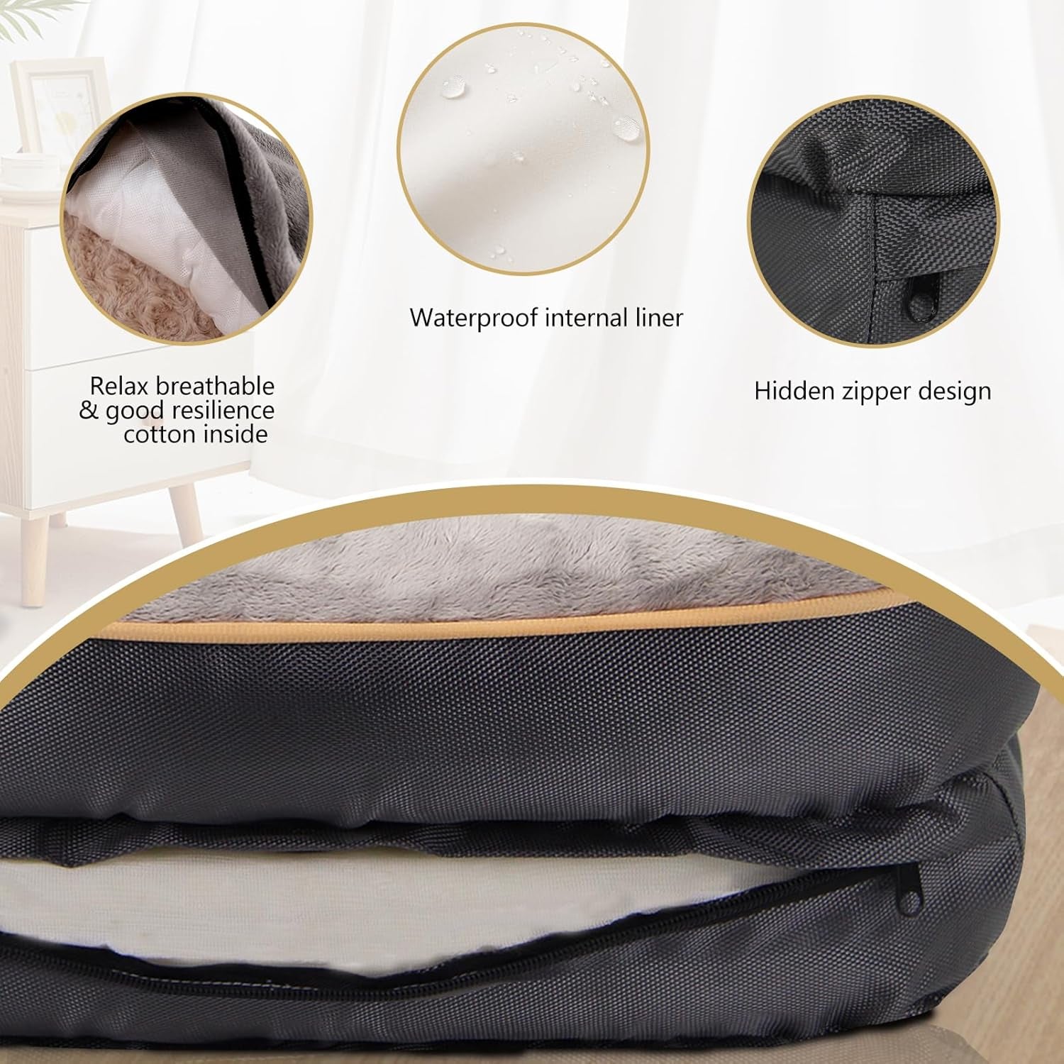 Premium Orthopedic Large Memory Foam Dog Bed with Removable Washable Cover and Complimentary Squeaker Toy