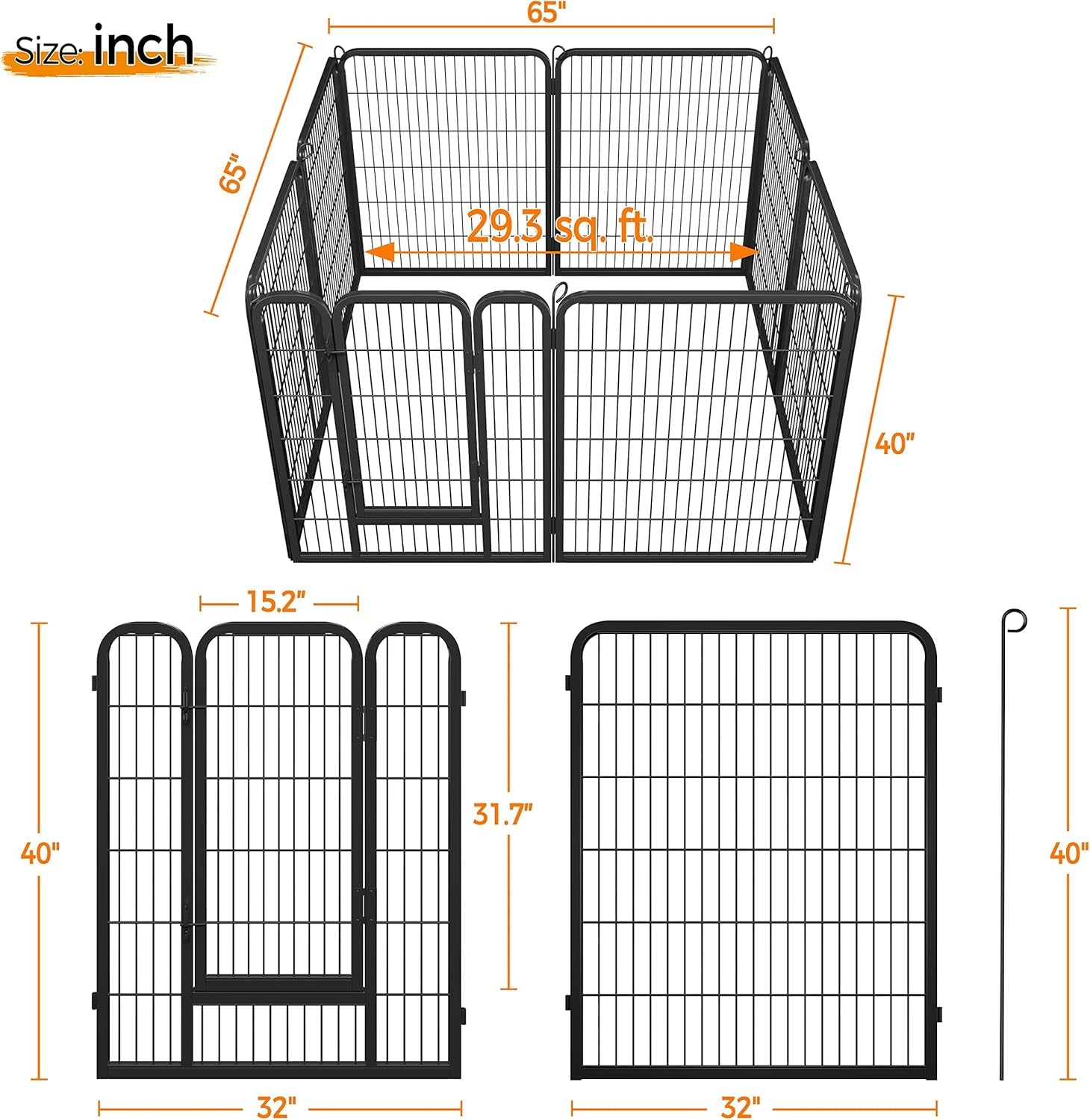 8-Panel 40-Inch High Dog Playpen with Gate - Portable Indoor/Outdoor Enclosure for Medium to Large Breeds