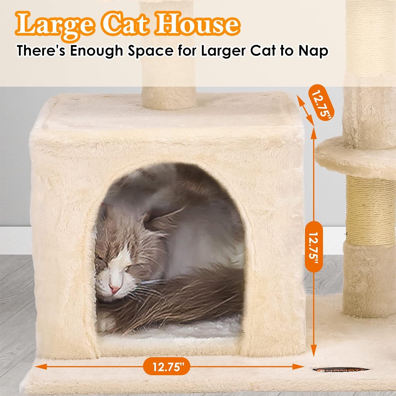 Cat Tree Tower - Indoor/Outdoor Cat Condo with Scratching Post and Activity Center for Sleeping and Playing (33.5" Beige)