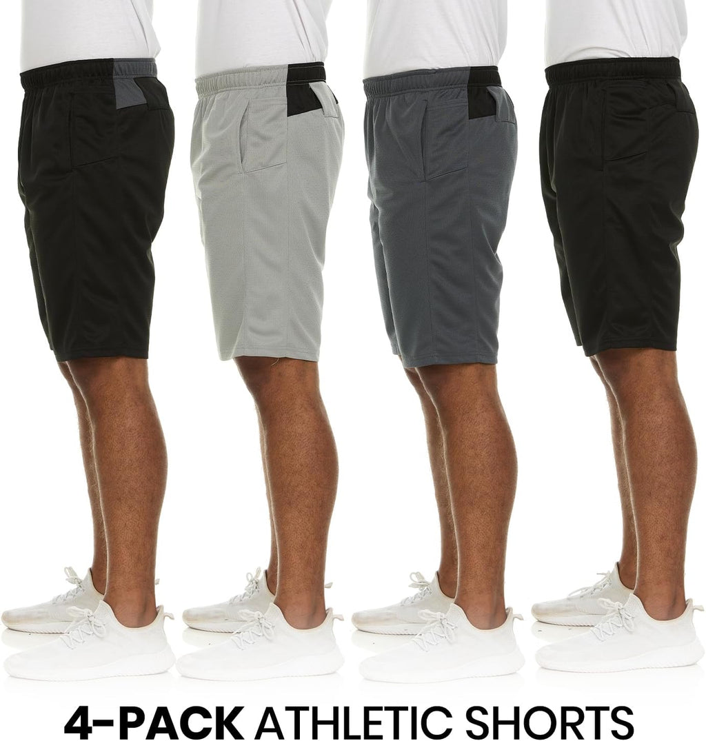 Men’S Athletic Shorts 4 Pack – Quick-Dry Moisture Wicking Basketball, Gym & Workout Shorts with Pockets