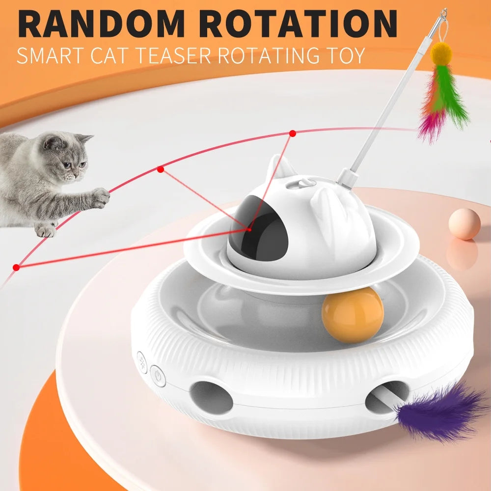 USB Rechargeable Extendable Laser Feather Cat Teaser Wand - White