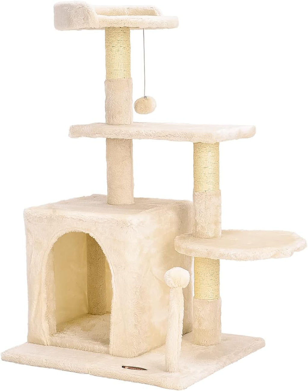Cat Tree Tower - Indoor/Outdoor Cat Condo with Scratching Post and Activity Center for Sleeping and Playing (33.5" Beige)
