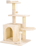 Cat Tree Tower - Indoor/Outdoor Cat Condo with Scratching Post and Activity Center for Sleeping and Playing (33.5" Beige)
